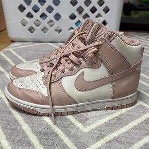 Nike Pink And White High-Top Dunk Sneakers